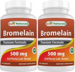 Meilleurs naturels Bromelain 500mg 120 comprimés (120 Nombre (paquet de 2))