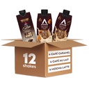 Atkins Coffee Lovers Protein Shake Variety Pack, Mocha Latte, Café Caramel and Café au Lait Flavored Protein Shakes, 15g Protein, 3g Fiber, GLP-1 Friendly, 12 Count