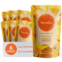 Brodo Deeply Rooted Organic Chicken Broth with Turmeric & Ginger, Nutrient-Rich Chicken Bone Broth Organic, High in Protein and Collagen for Wellness and Cooking, (6x 8.3 oz. Pouches)