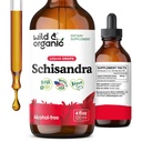 Wild & Organic Schisandra Tincture 500 mg - Natural Schisandra Supplement for Relaxation - Liquid Chinensis Berry Extract - Vegan, Sugar & Alcohol-Free Drops - 4 fl oz