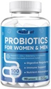 Probiotics for Women-Men Digestive Health with 100 Billion CFUs, Womens-Mens Probiotics for Immune Support and Gut Health with Prebiotics, multivitamin, 90 Veggie Caps (45 Days Supply)