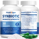 50 Billion CFU Probiotic Supplement with FOS Prebiotics, CoQ10 & Polyphenol – 7 Strain Synbiotic Formula with Black Pepper – Vegan, Non-GMO, Gluten Free, 60 Count