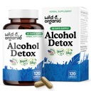 Wild & Organic Alcohol Detox Capsules - Liver & Kidney Support Formula - Milk Thistle, Dandelion Root & Chanca Piedra - Vegan, No Fillers, Non-GMO - 120 Count