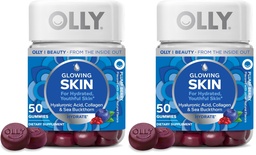 OLLY Glowing Skin Gummy, Hydrated & Youthful Skin,* Hyaluronic Acid, Collagen Peptides, Sea Buckthorn, Plump Berry Flavor, 25 Day Supply - 50 Count (Pack of 2)