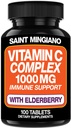 Vitamin C 1000mg with Elderberry Supplement - Double The Standard Dosage with 14 Specifically Formulated Ingredients - 100 Capsule / 3 Months’ Supply