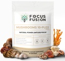 Focus Fusion 10-Plex Mushroom Gummies | Organic Fruiting Body Mushroom Gummies with Lion’s Mane, Reishi, Cordyceps & Chaga | Vegan, Plant-Based, Non-Caffeinated | 60 Gummies