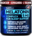 Melatonin 5mg Sleep Supplement Complex - Made in USA, Vegan, Non-GMO, Non-Habit Forming Deep Sleep Supplements - With Magnesium Glycinate, Ashwagandha, L-Theanine, Valerian Root - 60 Capsules