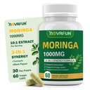 Organic Moringa Capsules 1000mg, 10:1 Leaf Extract Supplement with Turmeric & Black Pepper for Energy, Antioxidant, Immune Support, Vegan, 60 Capsules