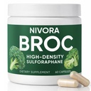 NIVORA BROC High-Density Sulforaphane, Sulforaphane Supplement with Broccoli Sprout Extract Antioxidant for Immunity Support, Cellular Health & Overall Vitality, Non-GMO, 60 Capsules