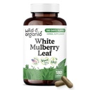 Wild & Organic White Mulberry Leaf Extract Capsules 500 mg - Antioxidant & Overall Support - Pure Mulberry Powder Supplement - Morus Alba Leaf - Vegan, No Fillers, Non-GMO - 180 Count