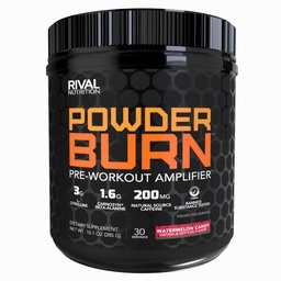 RIVAL NUTRITION Powder Burn Pre-Workout Energy Powder for Men and Women I 3g L-Citrulline, 1.6g Beta-Alanine, 625mg Electrolytes, 200mg Natural Caffeine Per Serving I 30 Servings (Watermelon Candy)