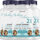 15 Day Cleanse 2X - Double Gut & Colon Support - Advanced Gut Cleanse Detox for Women & Men with Alfalfa, Cascara Sagrada, Probiotics & Psyllium Husk - Non-GMO - Made in USA - 60 Capsules (4 Bottles)