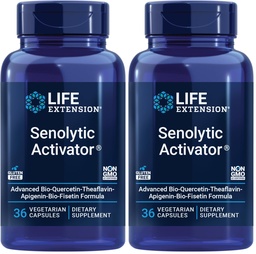 Life Extension Senolytic Activator®*,Healthy Aging,Cellular Health Support,bioavailable quercetin and Fisetin,apigenin,Black Tea theaflavins,Gluten Free,Non-GMO,Vegetarian,36 Capsules,(Pack of 2)
