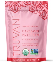 Truvani Vegan Pea Protein Powder | Strawberry | 20g Organic Plant Based Protein | 20 Servings | Keto | Gluten & Dairy Free | Low Carb | No Added Sugar