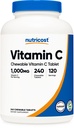 Nutricost Vitamin C Chewable (1,000mg) 240 Tablets - Vegan, GMO-Free, 120 Servings