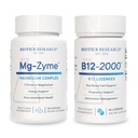 Biotics Research Mg-Zyme Triple Magnesium Complex for Sleep, Relaxation & Bone Health + B12-2000 Vitamin B12, B6 & Folate for Energy & Methylation Support – 100 Caps & 60 Lozenges