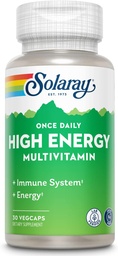 SOLARAY Once Daily High Energy Multivitamin, Iron Free, Immune System and Energy Support, Whole Food and Herb Base Ingredients, Mens and Womens Multi Vitamin (30 Servings, 30 VegCaps)