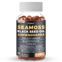 Sea Moss Gummies All-in-One | Sea Moss, Black Seed Oil, Ashwagandha & Shilajit | Bladderwrack, Turmeric & Multimineral Blend | Vitamin C & D3 | 60 Gummies