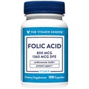 The Vitamin Shoppe Folic Acid 800MCG, Supports Prenatal Fetal (100 Capsules)