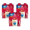 Atkins Strong High Protein Shake, Strawberry Flavored, 30g Protein, 7g Prebiotic Fiber, 1g Sugar Muscle and Gut Health Support, GLP-1 Support, Low Carb and Low Protein Shake, Gluten Free, 12 Count