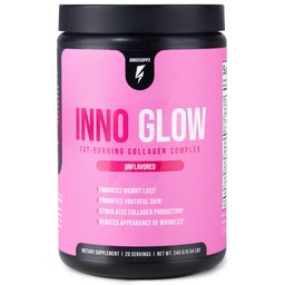 InnoSupps InnoGlow Multi Collagen Peptides Powder for Weight Loss - Thermogenic Fat Burner and Anti Aging Collagen Powder for Women - Hair, Skin, Nails, Joint Support - 20 Servings (Unflavored)