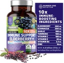 Supplément de soutien Immune Premium 10 en 1 [10 ingrédients potentiels] avec sureau, vitamine C, échinacée, zinc et probiotique pour le soutien Immune, la santé Gut et une meilleure digestion, 60 capsules de légumes
