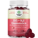 Vitamin D3 K2 Gummies for Healthy Bones Support - Helps Healthy Heart - Immune Support Supplement - 1000 IU Vitamin D3 and K2 for Women & Men - Kosher Certified - Strawberry Flavored - 60 Count