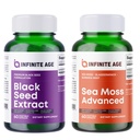 INFINITE AGE Wellness Bundle - Sea Moss Advanced 1250mg, Black Seed Oil Extract Capsules 200mg - Made in The USA