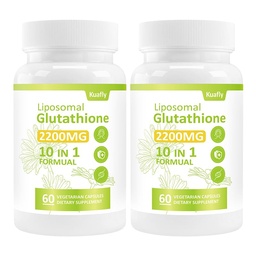 Liposomal Glutathione 2200 MG per Serving, 10-in-1 Comprehensive Formula with Vitamin C, Alpha-Lipoic Acid, Resveratrol, Milk Thistle, 120 Capsules,Non-GMO Nutritional Supplement