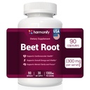 Beet Root Capsules, Pure Beetroot Powder 1300 mg, Circulation Support Supplement, Vegan, Non-GMO, Gluten-Free – 90 Vegetable Capsules