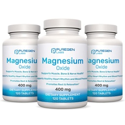 Magnesium 400mg [High Potency] Supplement – Magnesium Oxide for Immune Support, Muscle Recovery, Leg Cramps, Relaxation - 3 Pack | Total 360 Count