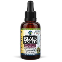 Amazing Herbs Premium Black Seed Oil - Gluten Free, Non GMO, Cold Pressed Nigella Sativa Aids in Digestive Health, Immune Support, Brain Function, Joint Mobility - 1 Fl Oz