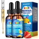 Kids Magnesium Glycinate Liquid Drops‌ – with L-Theanine, Omega-3, Vitamins B6 & D3, Zinc & Calcium – for Sleep Support, Relaxation, Focus & Brain, Bones – Strawberry Flavor, 4 Fl Oz