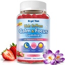 Saffron Gummies Kids with Magnesium L-Theanine Vitamin D3 B6 B12 Saffron for Kid Focus Mood Support Natural Saffrons Extract Supplement for Active Children Calm 60 Count Strawberry Sugar Free
