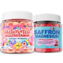 NEVISS Kids Multivitamin Gummies with Calcium, Probiotics, Vitamin D3, C, Methyl B12 Methylfolate + Saffron + Magnesium Glycinate+ Omega-3 - Calm Focus Gummies for Kids 4+, Sugar Free