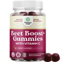 Beet Root Gummies with Vitamin C for Adults - Nitric Oxide Supplements for Men & Women for Blood Flow Support, Healthy Heart & Energy Support - Beetroot Juice Chews with VIT C & Mag Citrate - 60 Ct