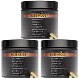 Formulation Factory BOSS Mode 10-in-1 Nootropic Complex with Lion's Mane, Alpha-GPC, Bacopa Monnieri, Ginkgo Biloba, Rhodiola, Ashwagandha & L-Tyrosine - 360 Capsules, 6 Month Supply