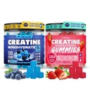 Creatine Monohydrate Gummies for Women & Men, Supports Muscle Strength, Energy & Workout Recovery — Strawberry & Blue Raspberry, 2 Pack, 240 Count