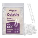 Empty Gelatin Capsules Size 000-200 Count Bovine Bone Gel Capsules Empty | Quick Dissolve | All Size | for Powder & Liquid DIY Filling