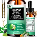 Moringa Drops,Pure Moringa Oleifera Liquid Extract with Soursop Sea Moss Black Seed Oil Quercetin Turmeric - Multimineral&Vitamins Superfood Drops for Energy Immune,Digestive,Cell Support,30 Serving