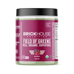 BRICKHOUSE NUTRITION Field of Greens Super Greens Powder | Doctor-Formulated Superfood Powder, Fruits & Veggies Supplement - Wildberry (Single Pack)
