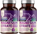 2-Pack Pure Magnesium Citrate Capsules 1250mg, Easily Absorbed and Purified Trace Mineral for Muscle and Digestive Support, 240 Caps