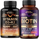 NUTRAHARMONY Vitamin D3 K2 Capsules & Biotin with Silicon Softgels