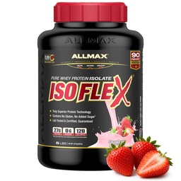 ALLMAX ISOFLEX Pure Whey Isolate Protein Powder - Gluten Free, Low Lactose, Sugar-Free - High-Protein, Clean, Keto-Friendly for Pre Post Workout Supplement for Women and Men | Strawberry, 5lb