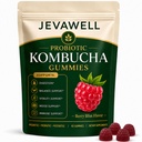 JEVAWELL Probiotic Kombucha Gummies - Prebiotics, Probiotics & Postbiotics - Slippery Elm Bark, Dandelion Root, Soluble Fiber & MCT Oil - Daily Gut Health & Digestive Comfort Support - 60 Count
