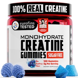 Old School Labs 5000mg Creatine Monohydrate Gummies, Optimized for Men and Women, Supports Lean Muscles & Recovery, Energy & Stamina - Real Creatine and Third Party Tested, 30 Servings, 120 Ct