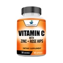 American Standard Supplements Vitamin C 2000mg, Zinc 40mg, and Rose HIPS 50mg Per Serving – Vegan, Gluten Free, Non-GMO (60 Count)