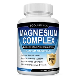 Magnesium Complex 1000mg, 8-in-1 Magnesium Supplement Capsules with Glycinate, Citrate, Malate & Taurate, Supports Muscle, Bone, Energy & Daily Wellness, for Women & Men, 90 Capsules(1PCS)