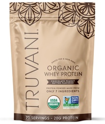 Truvani Organic Whey Protein Powder | Chocolate Peanut Butter | 20g Grass Fed Whey Protein | 20 Servings | USDA Organic & Non-GMO | Gluten Free | No Gums, No Soy, No Stevia, No Added Sugars