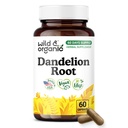 Wild & Organic Dandelion Root Capsules - Liver Support Supplement - Fresh Dandelion Root Powder per Capsule - 60 Vegan Capsules - 2 Month Supply - No Fillers, Non-GMO